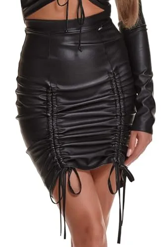 Highwaist Kunstleder Rock mit Schnürung S von Demoniq