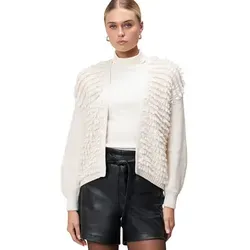 Zero Strickjacke Damen offener Style (1-tlg) Fransen von Zero