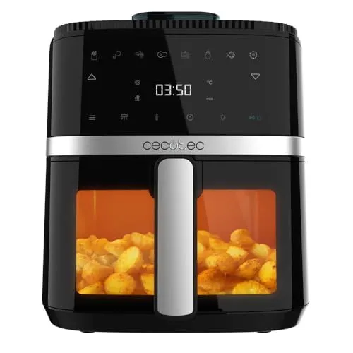 Cecotec Heißluftfritteuse 5 L Cecofry Drip 5000 Air Fryer ohne Öl. 1500 W, Wasserspray, 8 Menüs, PerfectCook-Technologie, 80-200ºC, Fenster, Innenbeleuchtung und Touchpanel