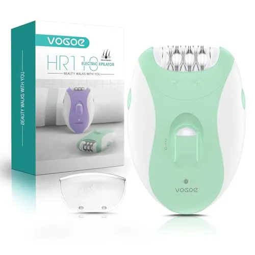 VOGOE Epilierer Damen mit 21 Pinzetten & LED-Licht, 2 Geschwindigkeiten Kabelloses Haarentfernung Epiliergerät, Elektrischer Epilierer Wiederaufladbar für Arme & Beine HR110 (Hellgrün)