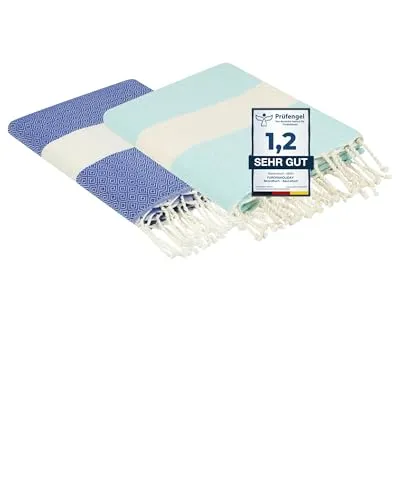 furora HOLIDAY Strandtuch groß 100x200 cm – Vielseitiges Baumwolltuch für Strand, Sauna und mehr - Dieses große Strandtuch aus 100% recycelter Baumwolle ist leicht, kompakt und ideal für Picknicks, Yoga oder als Decke. Perfekt für unterwegs und unterstützt traditionelle Handwerkskunst.