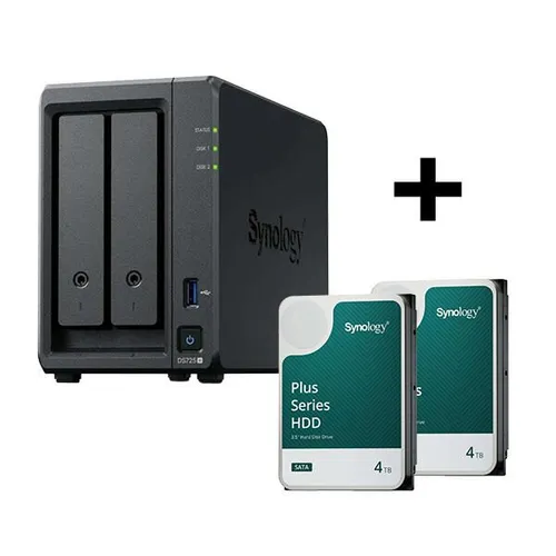 Synology Disk Station DS725+ NAS-Server mit 8 TB Speicher - Leistungsstarker NAS-Server für effiziente Datenspeicherung, inkl. 2x 4TB Festplatten, erweiterbar und ideal für anspruchsvolle Anwendungen.