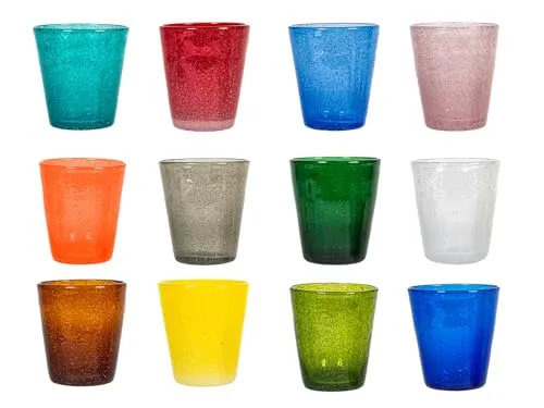 H&H Set 12 Bicchieri Vetro Giada New Colore Cl28