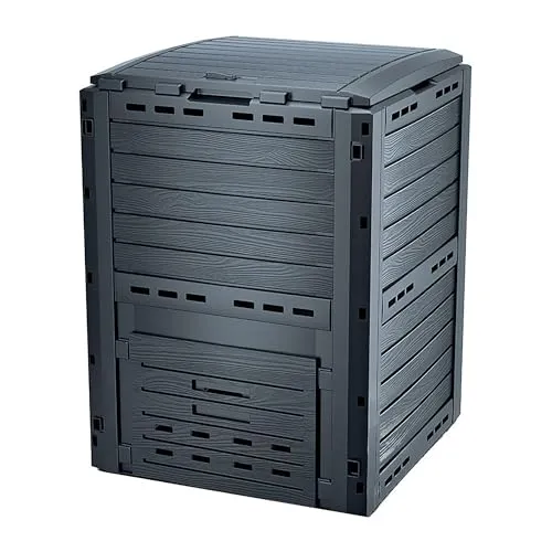 Spetebo Kunststoff Kompostierer 280 Liter - Robuster Komposter in anthrazit mit Deckel und Entleerungs-Luke, ideal für die effiziente Kompostierung von Gartenabfällen und Bio-Müll.