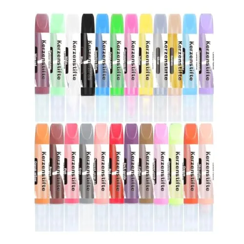 Neuytiky 24 Stück dekorativer Stift für Kerzen, 10 ml, Wachsstifte, Keramikmalerei-Set, Kerzen, Malset, für Karton, Holz, Keramik, Glas und Dekoration