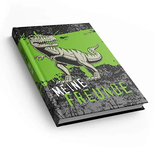 itenga Freundebuch T-Rex - Freundschaftsbuch DIN A5, ideal für Schule und Kindergarten mit 88 Seiten und Dinosaurier-Motiv