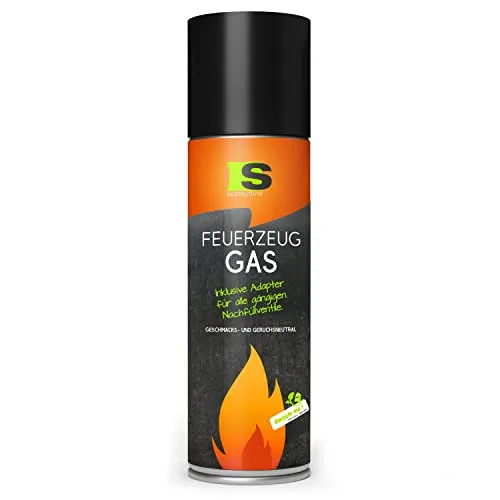 Spraytive 1 x 500ml XXL Butangas für Flambierbrenner & Feuerzeuge - Feuerzeuggas inkl. Adapter zum Nachfüllen - Kompatibel zu Clipper-Feuerzeug, Jet-Flamme, Küchenbrenner u.vm.