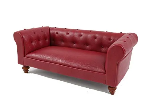 Melody Jane Puppenhaus Rot Leder Chesterfield Sofa Miniatur 1:12 Wohnzimmer Möbel