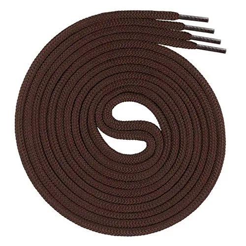 Swissly runde braune Schnürsenkel für Arbeitsschuhe und Trekkingschuhe aus 100% Polyester, Farbe: braun, Länge: 190cm