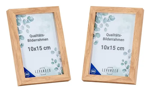 Levandeo® Bilderrahmen, 2er Set Portrait Bilderrahmen Made in EU 10x15 Eiche Optik