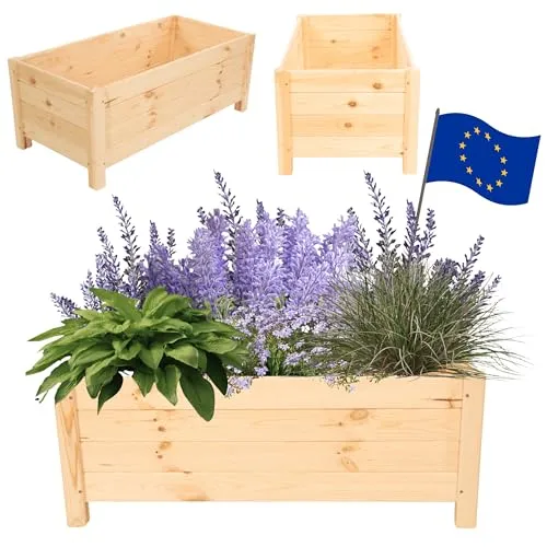 Modo24 Blumenkasten aus Kiefernholz, wetterfester Pflanzkübel für Garten und Terrasse