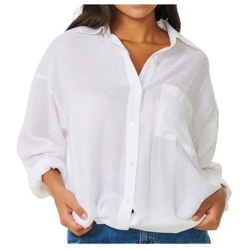 RipCurl Premium Surf Holiday Shirt weiß M - Elegantes Premium Surf Hemd aus einem bequemen Modal-Baumwoll-Leinen-Mix. Ideal für jeden Anlass, bietet es eine lockere Passform und eine weiche Textur für stilvolles Tragen.