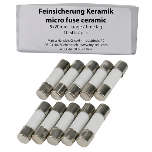 Stk. SeKi Feinsicherung 1,6A, 5x20mm, Träge - Keramiksicherung 10
