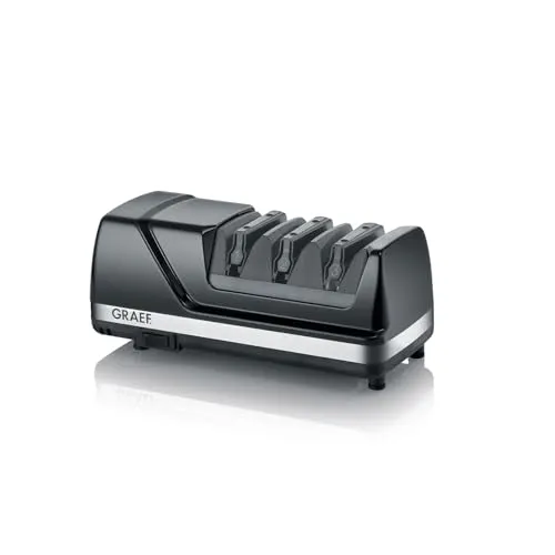 GRAEF Messerschärfer CX125 - 3 Phasen Diamantschleifgerät mit 15° Schleifwinkel für optimale Schärfe und minimalen Materialabtrag, schwarz