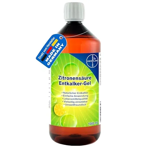 Zitronensäure Entkalker-Gel - 1 Liter - Leistungsstarker Bio-Entkalker für Armaturen und Oberflächen I HERRLAN-Qualität I Made in Germany