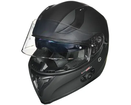 rueger-helmets Motorradhelm RT-826 COM Bluetooth Motorradhelm Integralhelm Pinlock Quad Fullface Sturzhelm HelmRT-826COM Matt Schwarz XS
