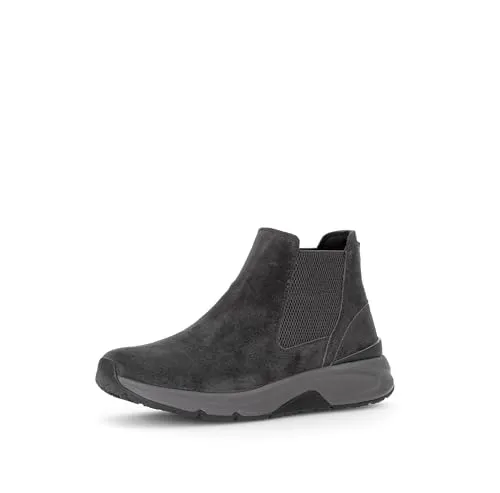 Gabor Damen Chelsea Boots - Flache Übergangsstiefel in Dark-Grey - Wanderschuhe mit hochwertigem Microfutter und leichter Latexsohle, ideal für den Alltag und bequemes Tragen.