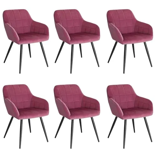WOLTU Esszimmerstühle 6er Set mit Armlehnen - Esszimmerstühle mit ergonomischer Polsterung aus Samt und stabilem Metallgestell, ideal für gemütliche Abende und vielseitige Einsatzmöglichkeiten.
