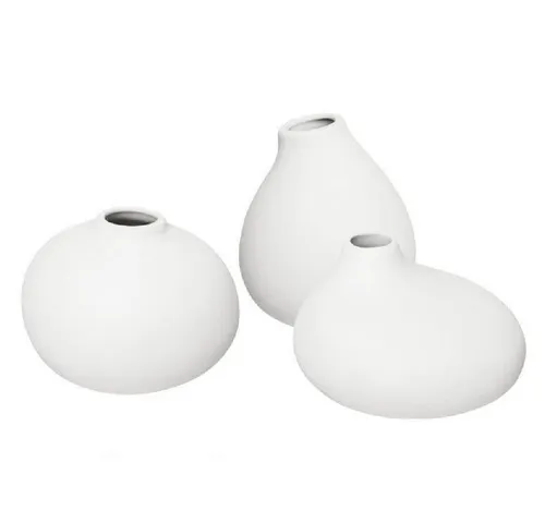 Blomus Vasen 3er-Set Nona White - Dekovasen aus hochwertigem Porzellan, ideal für kreative Arrangements und stilvolle Blumenpräsentation.