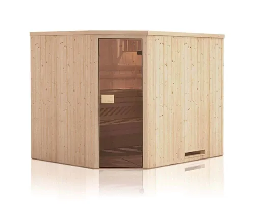 FinnTherm Innensauna Saunakabine Corner 2 Sitzbänke Wandstärke 40 mm