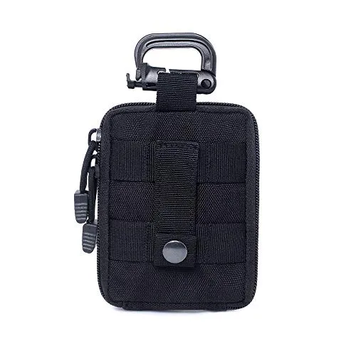 Mini Pouch, Kleine Militär Molle Tasche, Taktische Kompakt Hüfttaschen mit Karabiner, Erste Hilfe Tasche Gürteltasche für Autofahrten Wandern Camping, 13 x 10 x 2 cm