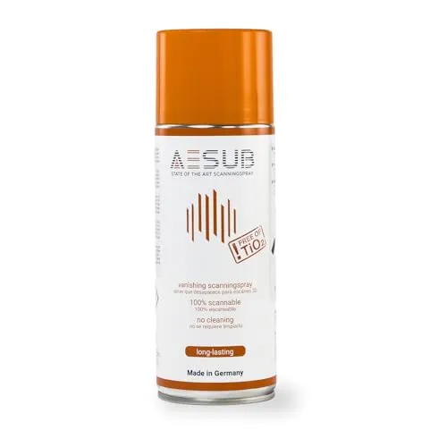 AESUB orange 3D Scanningspray – 400 ml selbstverflüchtigendes Scanspray mit Langer Haltbarkeit, pigmentfrei & rückstandslos, für präzise 3D-Scans bei Langen Messkampagnen, Made in Germany