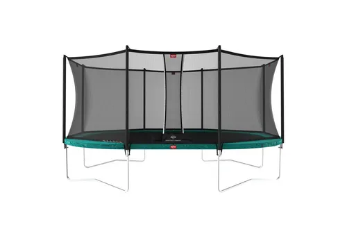 Berg Trampolin Grand Favorit 520 cm inkl. Sicherheitsnetz Comfort - Ovales Trampolin mit 96 Goldspring-Solo-Federn für optimales Sprungverhalten, korrosionsbeständig und mit Sicherheitsnetz für höchste Sicherheit.