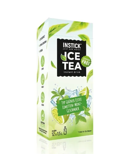 INSTICK Getränkepulver Grüner Tee Limette & Minze 12-er Packung (für 12 x 1,5 L)