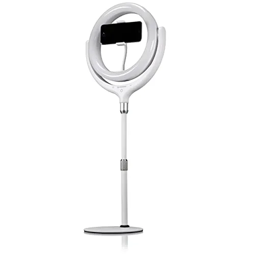 BRESSER BR-RL 10B LED Ringlicht mit Stativ - Dauerlichter, flexibler Arm mit Kugelkopf und Smartphone-Halterung für perfekte Ausleuchtung bei Foto- und Videoaufnahmen.