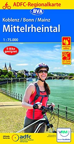 ADFC-Regionalkarte Koblenz/Bonn/Mainz Mittelrheintal, 1:75.000, mit Tagestourenvorschlägen, reiß- und wetterfest, E-Bike-geeignet, GPS-Tracks-Download (ADFC-Regionalkarte 1:75000)