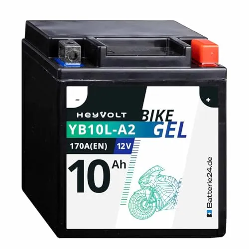 HeyVolt GEL Motorradbatterie 12V 10Ah YB10L-BS YB10L-A2 YB10L-A2 YB10L-B YB10L-B2 51113