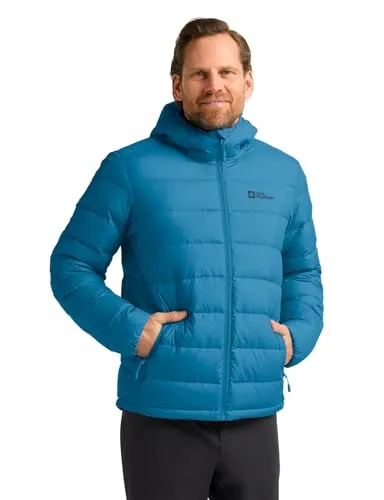 Jack Wolfskin Daunenjacke ATHER DOWN HOODY M RDS blau XL (54/56) - Funktionsjacke mit atmungsaktiver, wasserabweisender und winddichter Ausstattung, ideal für Outdoor-Aktivitäten in kaltem Wetter. Mit 90% Entendaunen für optimale Wärme.