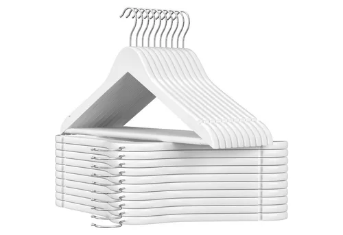 SONGMICS 20-tlg. Kleiderbügel aus Massivholz - Elegante Kleiderbügel aus robustem Ahornholz mit rutschfester Hosenstange und 360° drehbarem Haken, ideal für stilvolle und schonende Aufbewahrung Ihrer Kleidung.