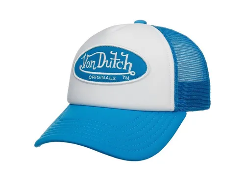 Von Dutch Tampa Oval Patch Trucker Cap - Hellblau - Stylische Trucker Cap in Einheitsgröße (55-58 cm) mit 7,5 cm Schirm. Ideal für Herren, die einen lässigen Look mit Komfort verbinden möchten.