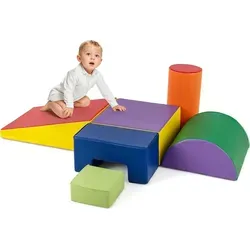 COSTWAY 6 STK. Schaumstoffbausteine, Riesenbausteine, Softbausteine aus Schaumstoff, Großbausteine Mehrfarbig, Blau+Violett - Blau/Violett