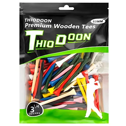 THIODOON Golf Tees Zubehör Lignum 100% Bambus Mehrfarben 100 Stück 54mm 70mm 83mm Auswahl langlebiger ökologischer Mehrere Farben Hohe Golf Tees reduzieren die seitliche Drehung und Reibung