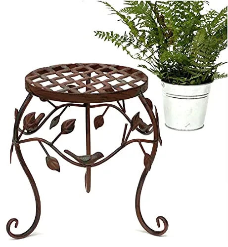 DanDiBo Blumenhocker Metall Braun - Antiker Blumenständer für stilvolle Akzente - Blumenhocker für Pflanzen bis 20 kg, ideal für Wohnräume, Büros und Terrassen. Das robuste Metallgestell sorgt für Stabilität und verleiht jedem Raum einen modernen Touch.