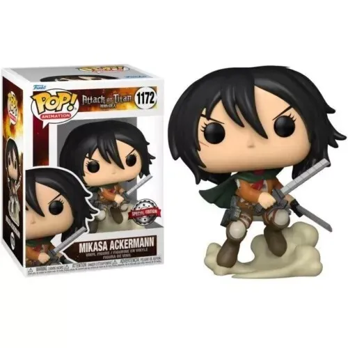 Funko Pop Mikasa Ackermann - Attack on Titan 1172 Special Edition - Detailreiche Action-Figur von Mikasa Ackermann aus Attack on Titan, ideal für Sammler und Fans. Geliefert in einer attraktiven Fensterbox, Höhe: 10 cm, perfekt für jedes Regal!