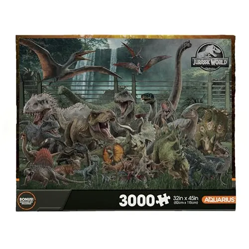 AQUARIUS Jurassic World Größentabelle, 3000-teiliges Puzzle (3000 Teile Puzzle) – blendfrei – präzise Passform – offiziell Lizenziertes Jurassic World Merchandise & Sammlerstücke – 107,7 x 89,9 cm
