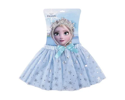 Disney Frozen Echthaar-Extension Tutu mit Krone 2 Tlg.- Kostüm zubehör für Kinder