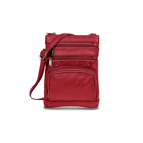 ShopINess Umhängetasche aus Echtem Leder für Damen (Rot)