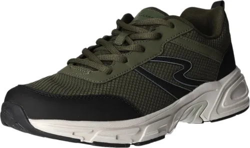 Sneakers Herren-Sneaker Oliv-Grün-Schwarz Größe 44 - Sportliche Schnürhalbschuhe aus olivgrünem Textilmesh und Kunstleder. Mit weicher Decksohle und dämpfender Laufsohle für hohen Tragekomfort. Ideal für Freizeit und Sport!