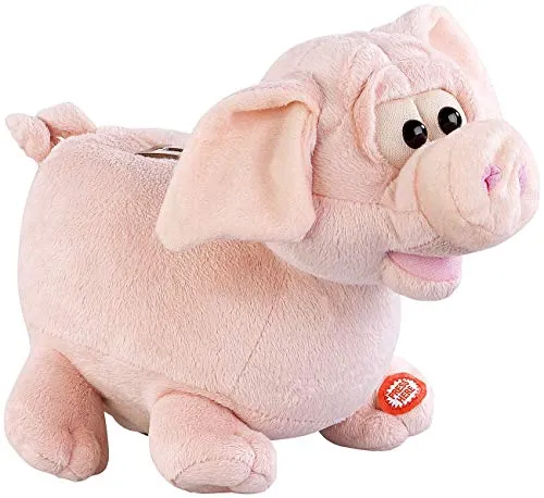 infactory Spardose mit Sound: Grunzendes Plüsch-Sparschwein