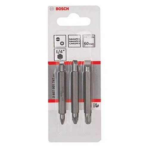 Bosch Accessories Professional 3tlg. Doppelklingen-Set für Pozidriv-Kreuzschlitz- und Längsschlitz-Schrauben