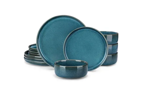 vancasso 12-teiliges Tafelservice aus Steingut - Elegantes Geschirrset für 4 Personen mit handbemaltem Design, ideal für festliche Anlässe und den täglichen Gebrauch. Stapelbar und pflegeleicht, perfekt für stilvolle Tischgestaltung.