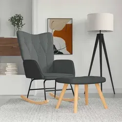 vidaXL Schaukelsessel mit Hocker Dunkelgrau