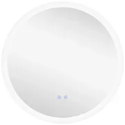 Kleankin Badspiegel mit Beleuchtung Ø70 cm - 3 Lichtfarben - Badspiegel mit einstellbarer LED-Beleuchtung in Warmweiß, Weiß und Kaltweiß. Ideal für klare Sicht nach dem Duschen und mit praktischer Speicherfunktion für Ihre Einstellungen.