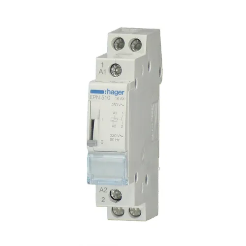 HAGER EPN520 Fernschalter 2S 230V - Mechanischer Schalter für Impulssteuerung, Fingersicher und mit Kontaktstellungsanzeige