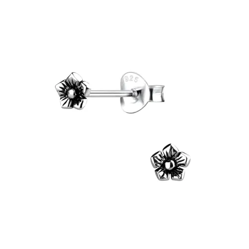 Monkimau - Blumen Herren - Ohrringe, Ohrstecker, Ohrschmuck - aus 925 Sterling Silber, Sterling Silber - für Herren - handgefertigt, Geschenkidee - 925er Silber, Silber - Ohrstecker Schmuck