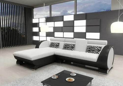 LEDERSOFA ECKSOFA MIT BARFUNKTION - Modernes Ecksofa für mehr als 4 Personen mit klappbaren Getränkehaltern, ideal für gemütliche Abende im Wohnzimmer.